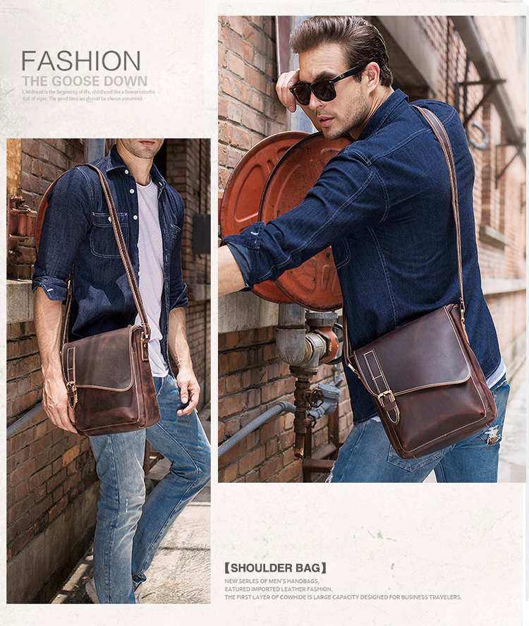 Men's Real Leather Satchel Sling Messenger Shoulder Crossbody Bag Book ...
