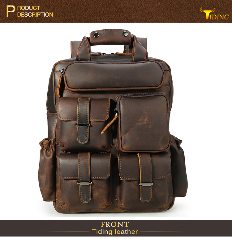 Mens Real Leather Backpack 14